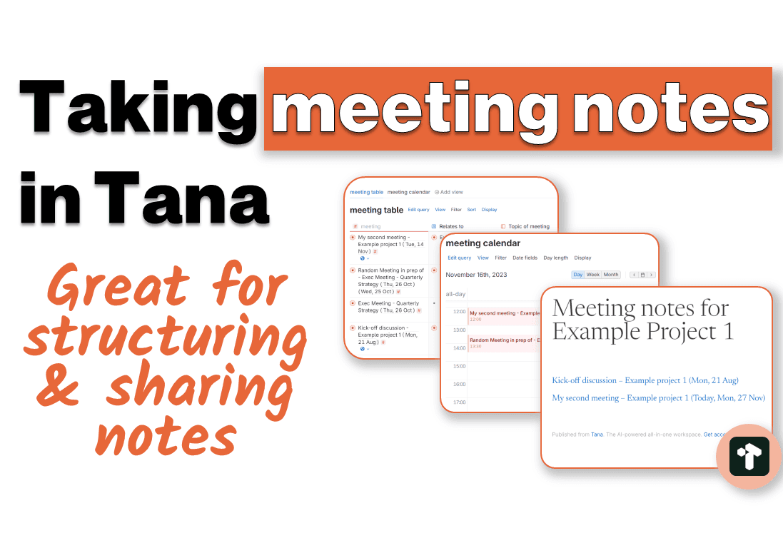 Taking effective meeting notes with Tana